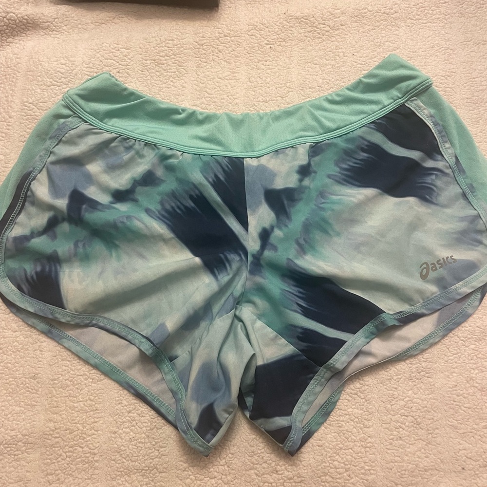 Asics Aqua and Navy Tie-Dye Shorts
